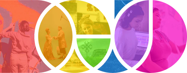 DOJO logo with various creative elements